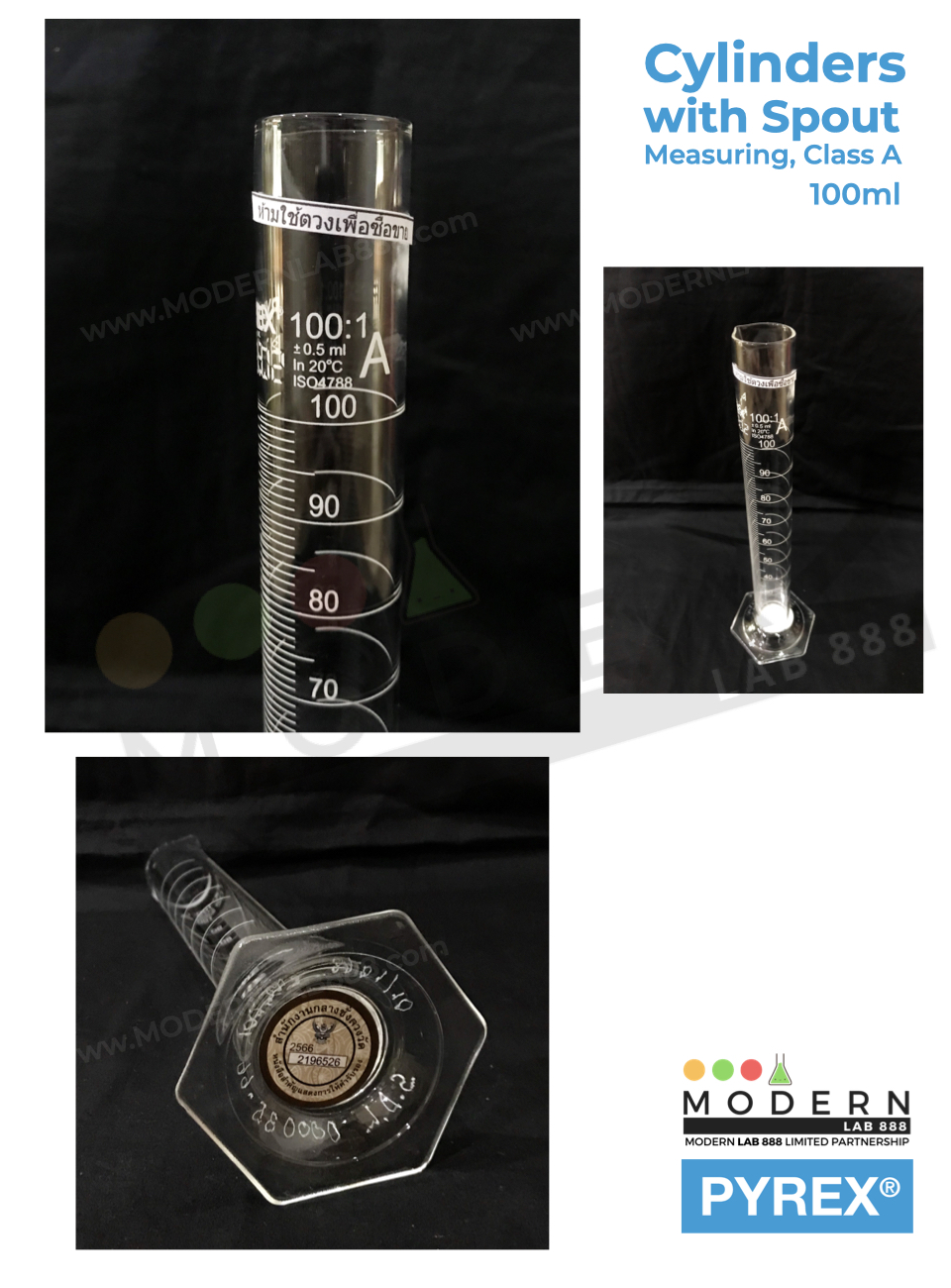กระบอกตวง / Cylinders with Spout, Measuring, Class A, PYREX