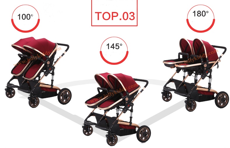 รถเข็นเด็กแฝด ที่นั่งคู่ Premium Red Wine สีแดง CS10170