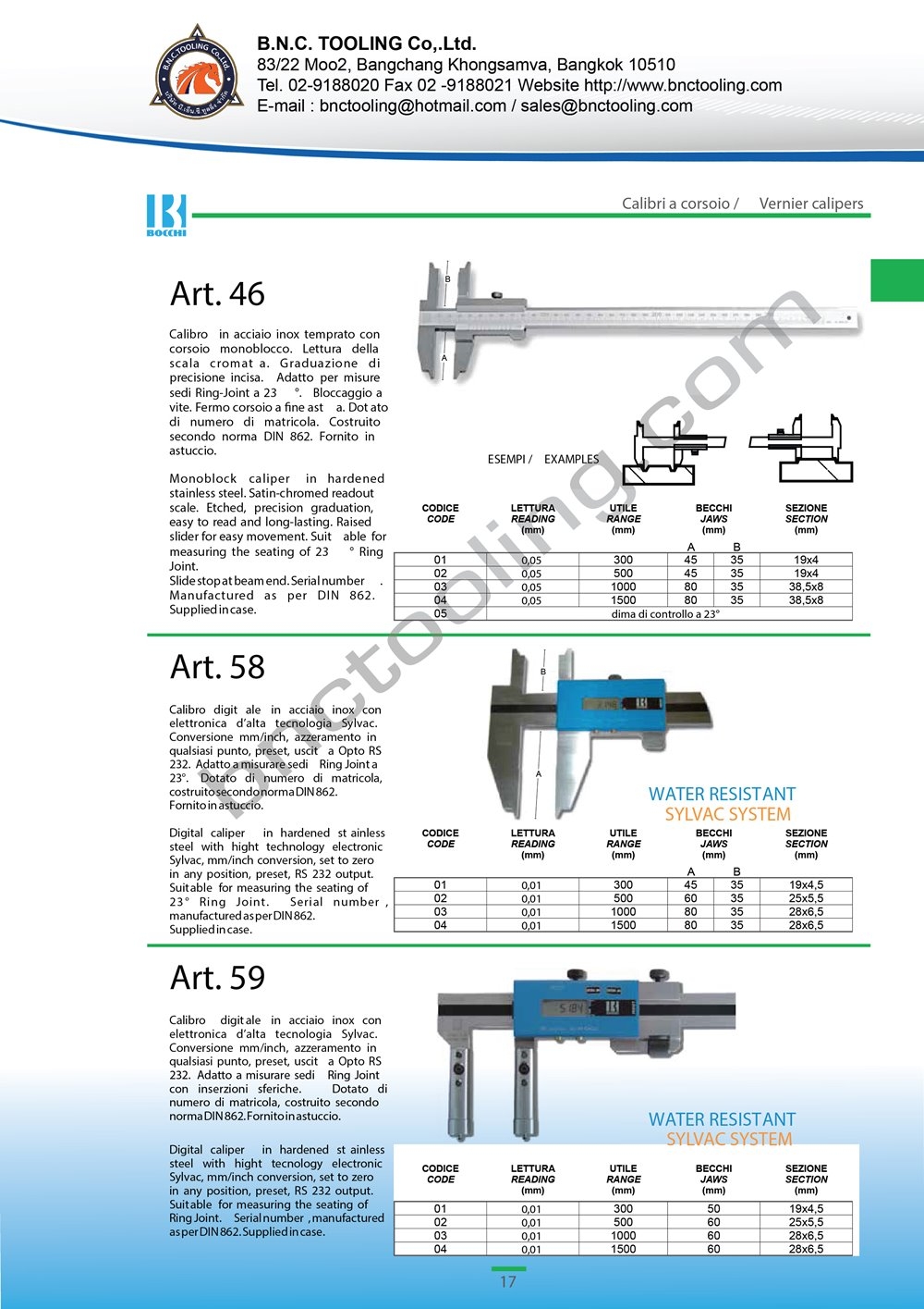BOCCHI,Digital caliper suitable for measuring the seating Ring-Joint,Art-58