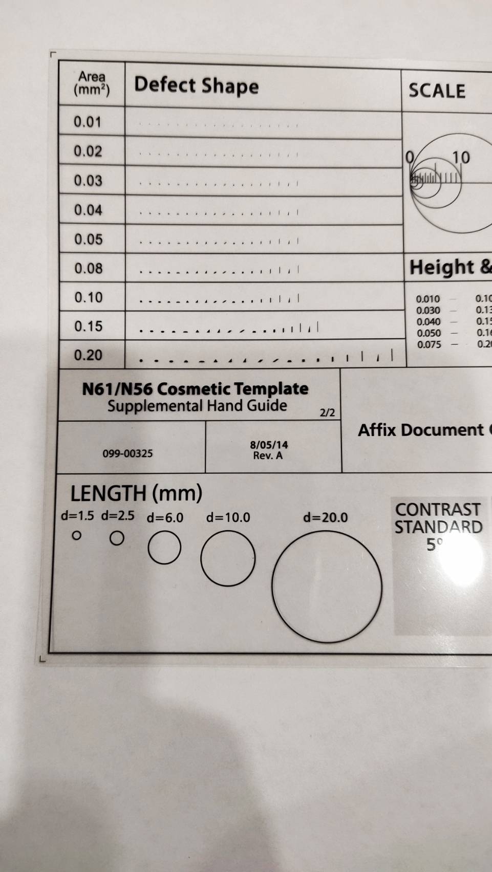 DG120แผ่นใสสำหรับตรวจสอบชิ้นงาน, Dot ruler Point line ruler Stain card Film ruler caliper Defect inspection area ruler R corner fillet.