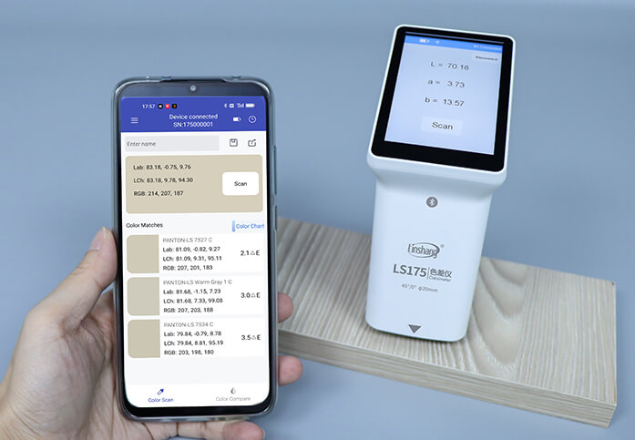 Linshang LS175, 45/0 Colorimeter with 20mm Aperture Colorimeter Fabric Color Checker, Colorchecker LS175 45°/0° Touch Screen Large Measuring Aperture 20mm Food APP PC Software,