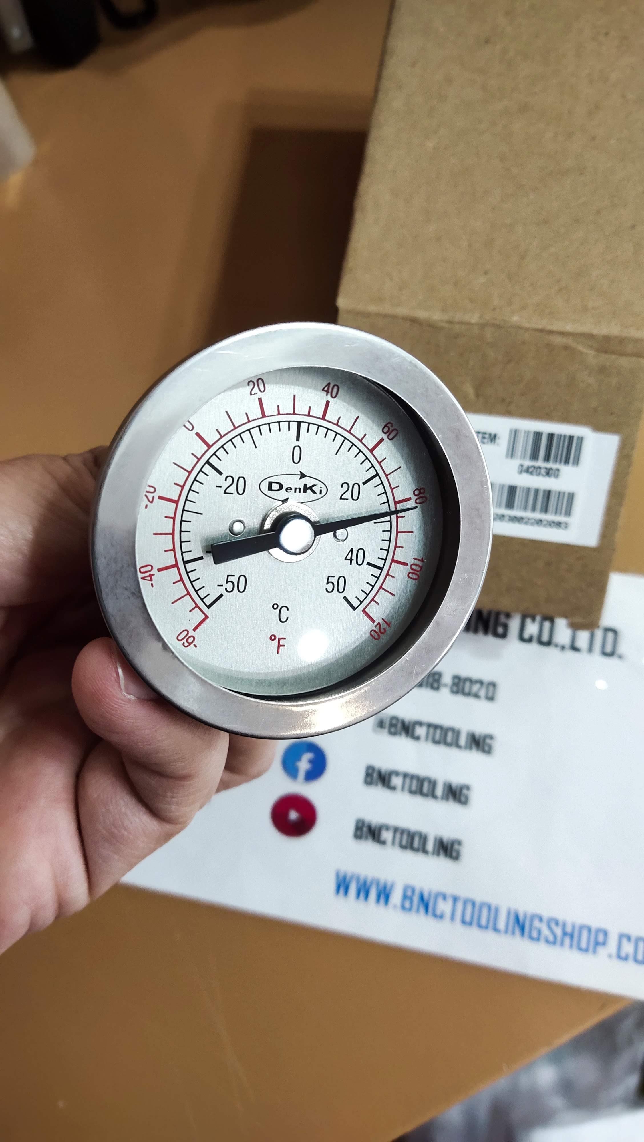 Thermomerte DK-T (2"x 2" x -50 to 50C x 1/4PT) Temp Gauge,DENKI,ThermometerDENKI Thermometer Gauge เกลียวออกหลัง (DK-T Sierie) Meterial : All Stainless Ste