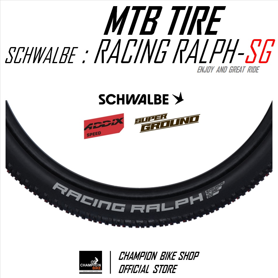 ยางเสือภูเขา29 ยางอีไบค์29 SCHWALBE : RACING RALPH-SUPER GROUND TLE 29x2.10 / 29x2.25 TUBELESS MTB TIRE / E-BIKE TIRE ขอบพับ
