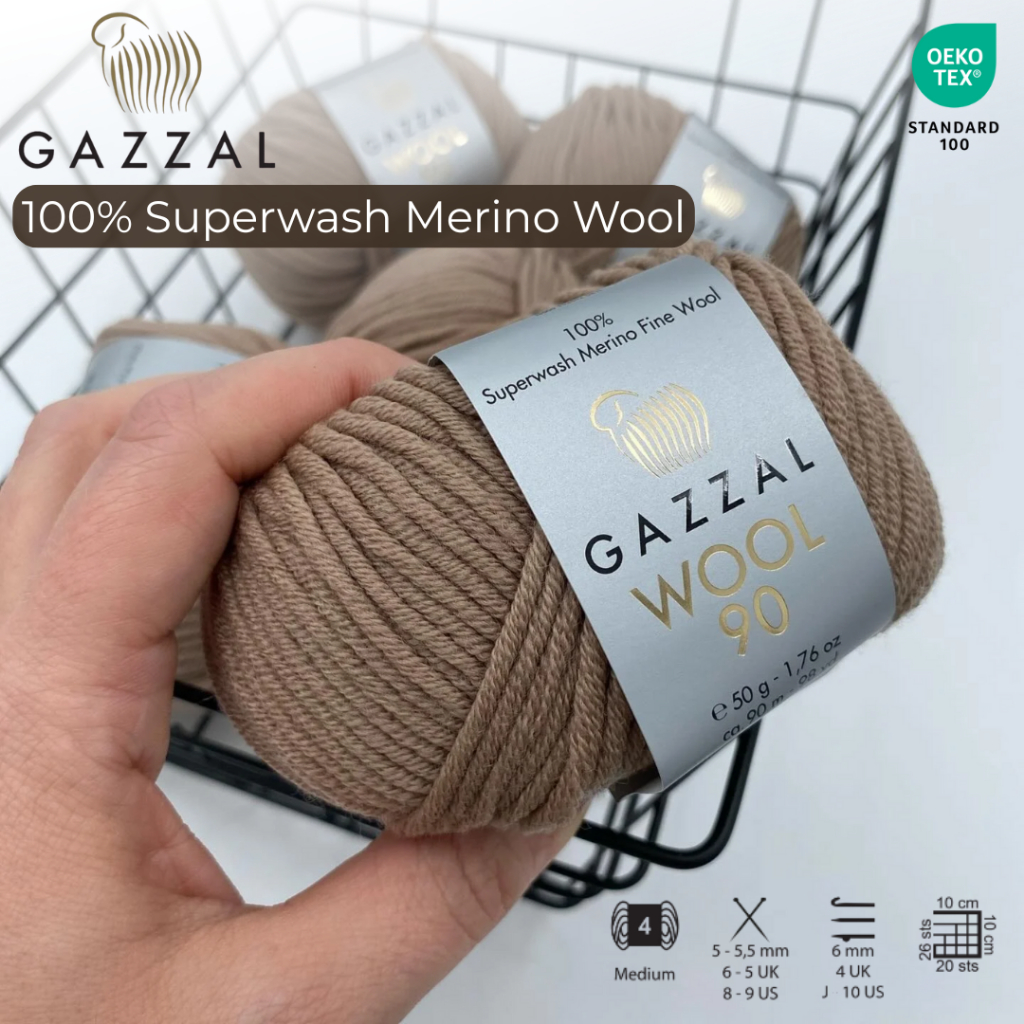 Gazzal Wool - ไหมพรม Merino Wool แท้ 100% • 50g / 90m