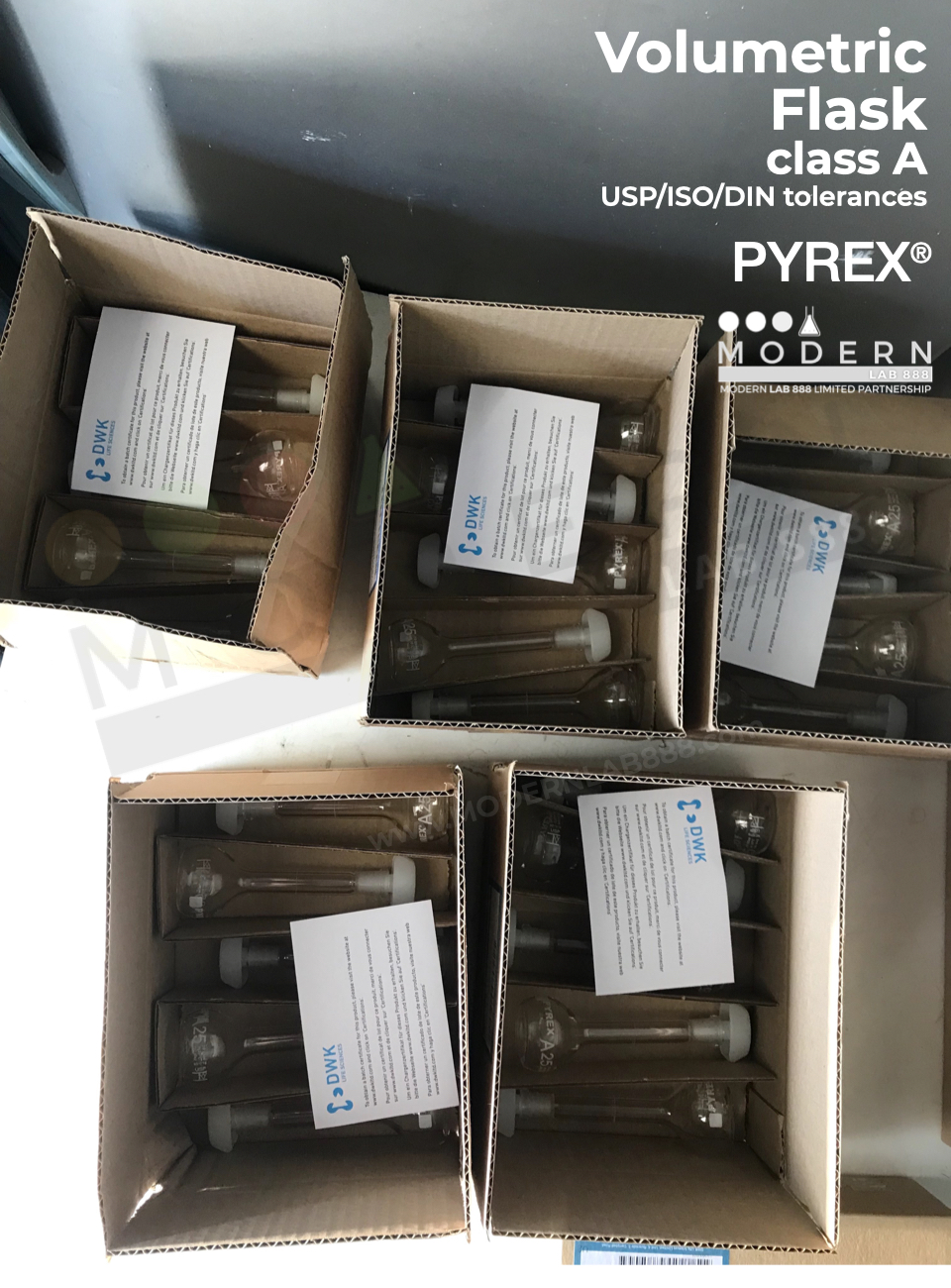 ขวดวัดปริมาตร / Volumetric Flasks, Class A (Batch Certificate), PYREX