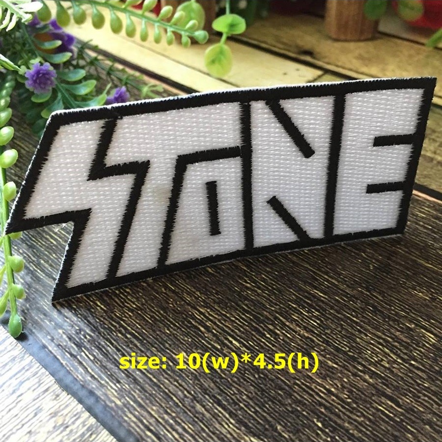 Stone ตัวรีดติดเสื้อ อาร์มรีด อาร์มปัก ตกแต่งเสื้อผ้า หมวก กระเป๋า แจ๊คเก็ตยีนส์ Quote Embroidered Iron on Patch