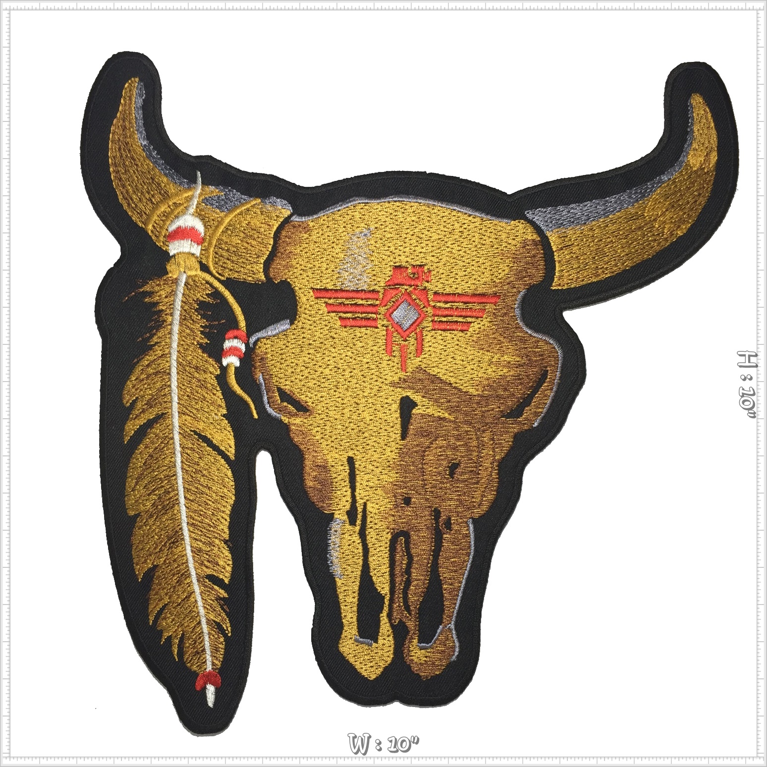 กระทิง อินเดียนแดง ตัวรีดติดเสื้อ อาร์มรีด อาร์มปัก ตกแต่งเสื้อผ้า หมวก กระเป๋า แจ๊คเก็ตยีนส์ Embroidered Iron on Patch ไซส์ใหญ่
