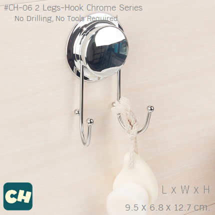 CH-06 ตะขอ 2 ขา รุ่น Chrome Series ไม่ต้องเจาะผนัง