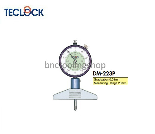 ไดอัลเกจวัดความลึกขนาด 20มิล ความละเอียด 0.01 มิล,Dial Depth Gauge Range 20mm Graduation 0.01mm,TECLOCK,DM-223P