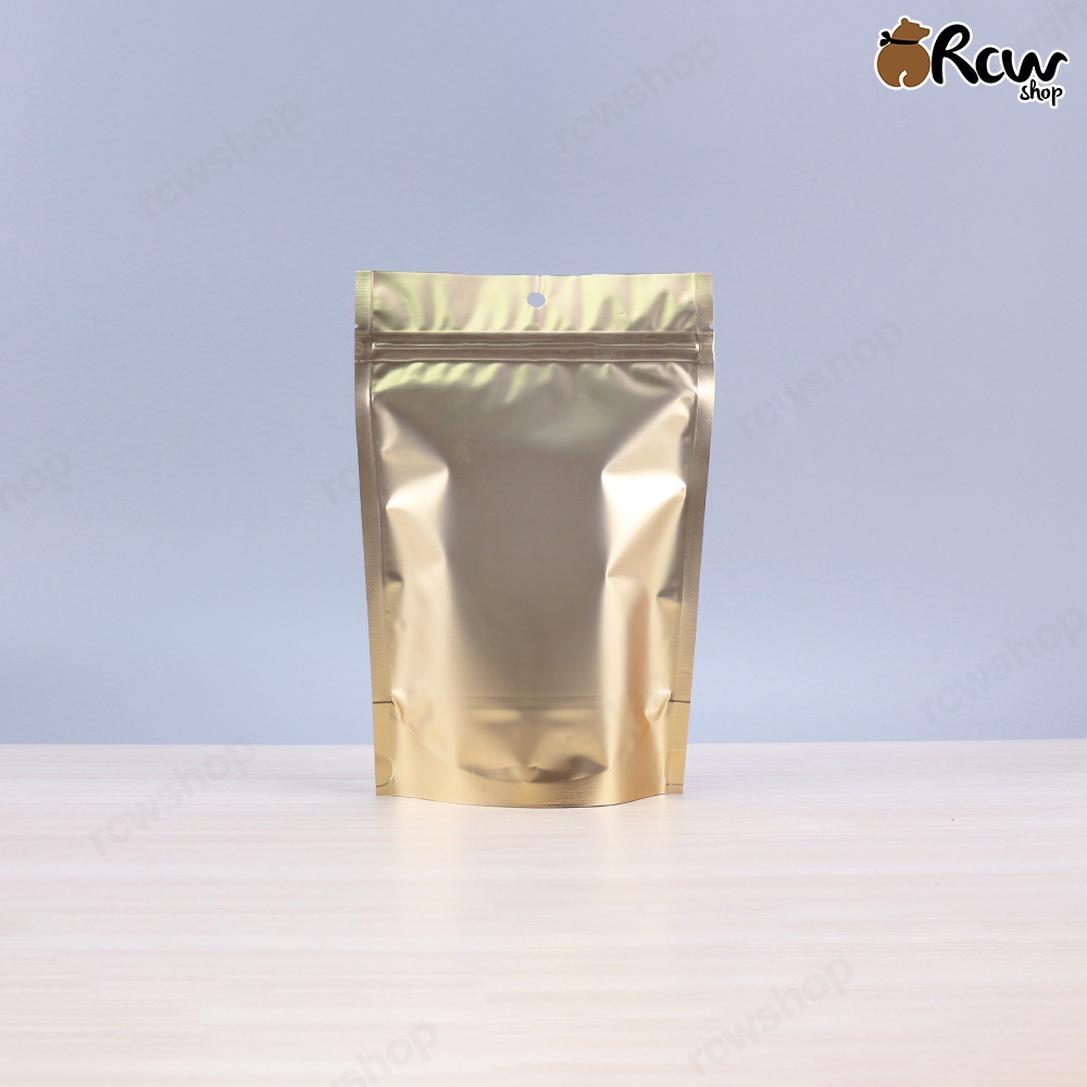 ถุงซิปล็อคฟอยด์ทึบสองด้าน สีทอง มีก้นตั้งได้ (50ใบ)