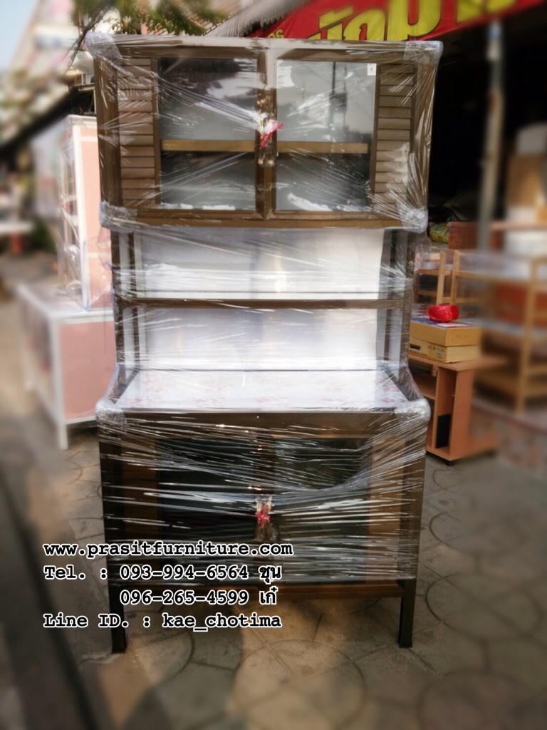 ตู้ครัวอลูมิเนียมหน้ากระเบื้อง ขนาด 1.0 ม.