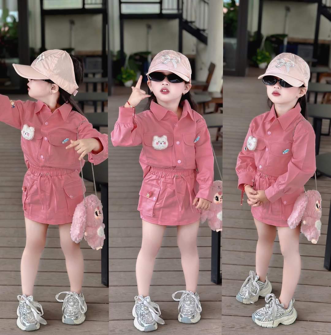 💜พร้อมส่ง💜ชุดเด็กผู้หญิง/C9.09_เซตเสื้อแขนยาวสีชมพูน้ำหนัก 13-14 kg