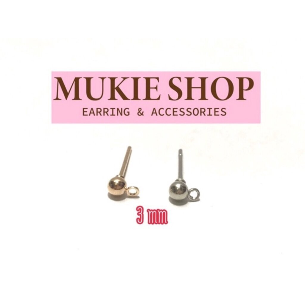 DIY รวมอะไหล่ ก้านต่างหู KC gold,White K (แบบ Basic) แพ็ค 20,50 ชิ้น
