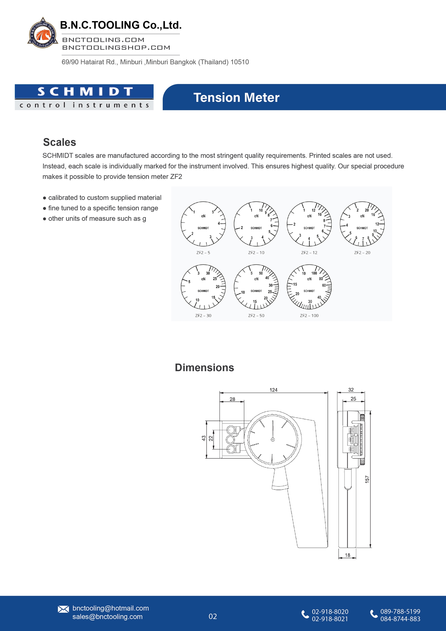 SCHMIDT ,7 Tension ranges available from 1 - 5 cN up to10 - 100 cN,ZF2