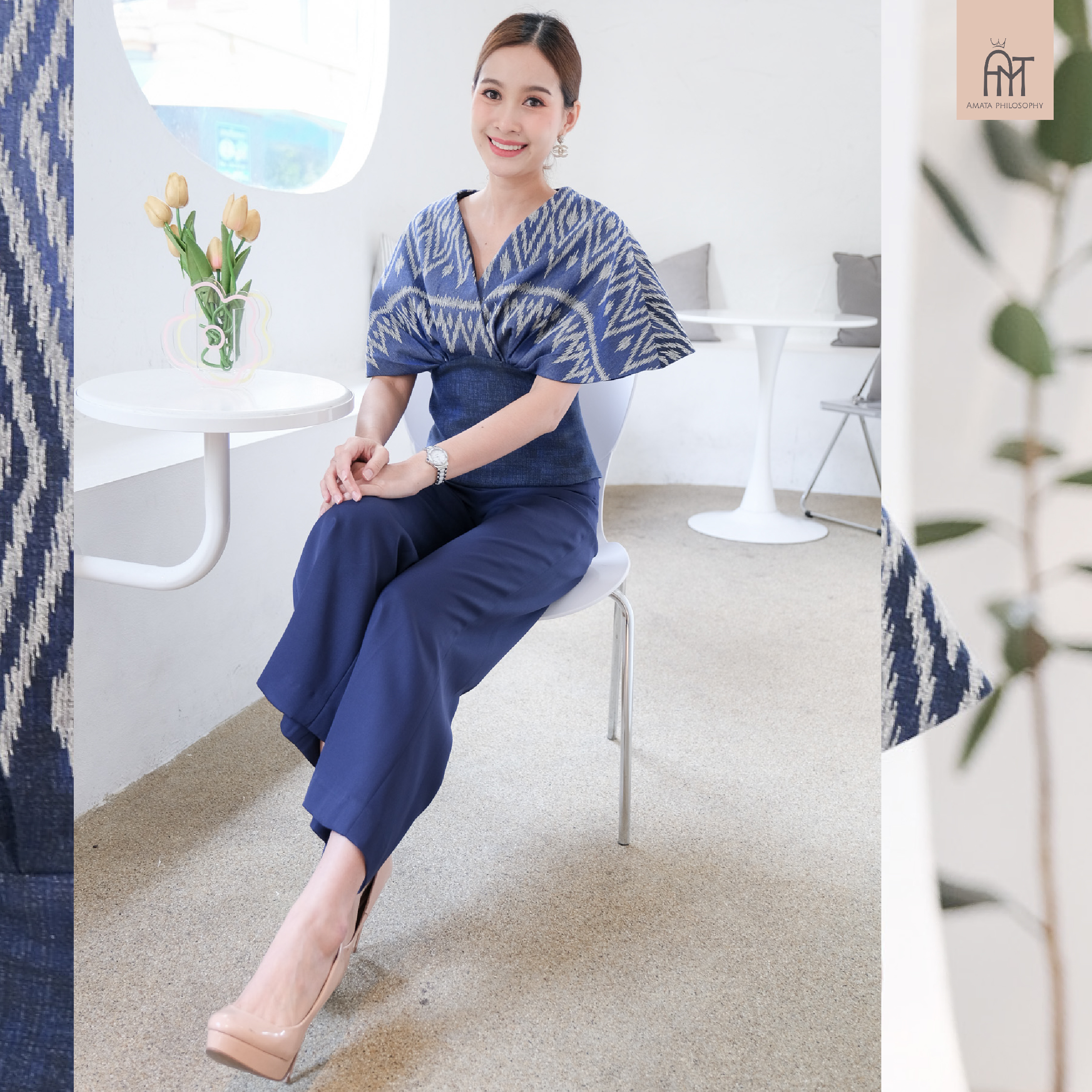 AMATA กางเกง CLASSIC FAIR ชมพู น้ำเงิน ขาว