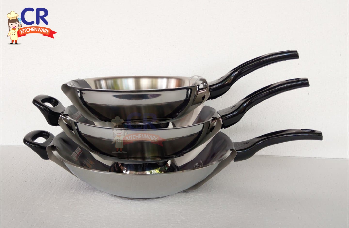 Zebra กระทะจีน Vitalux 3 ชั้น IH ด้ามเบกาไลท์ ตราหัวม้าลาย