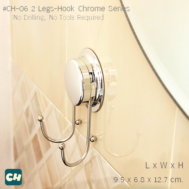 CH-06 ตะขอ 2 ขา รุ่น Chrome Series ไม่ต้องเจาะผนัง