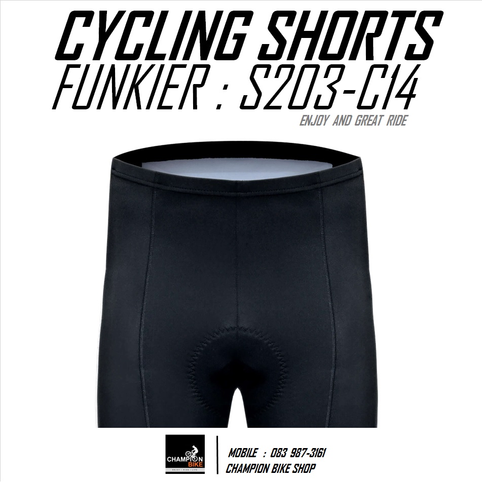 กางเกงปั่นจักรยาน ขาสั้น FUNKIER : S203-C14 VANEZIA PRO GEL PAD C14 CYCLING SHORT