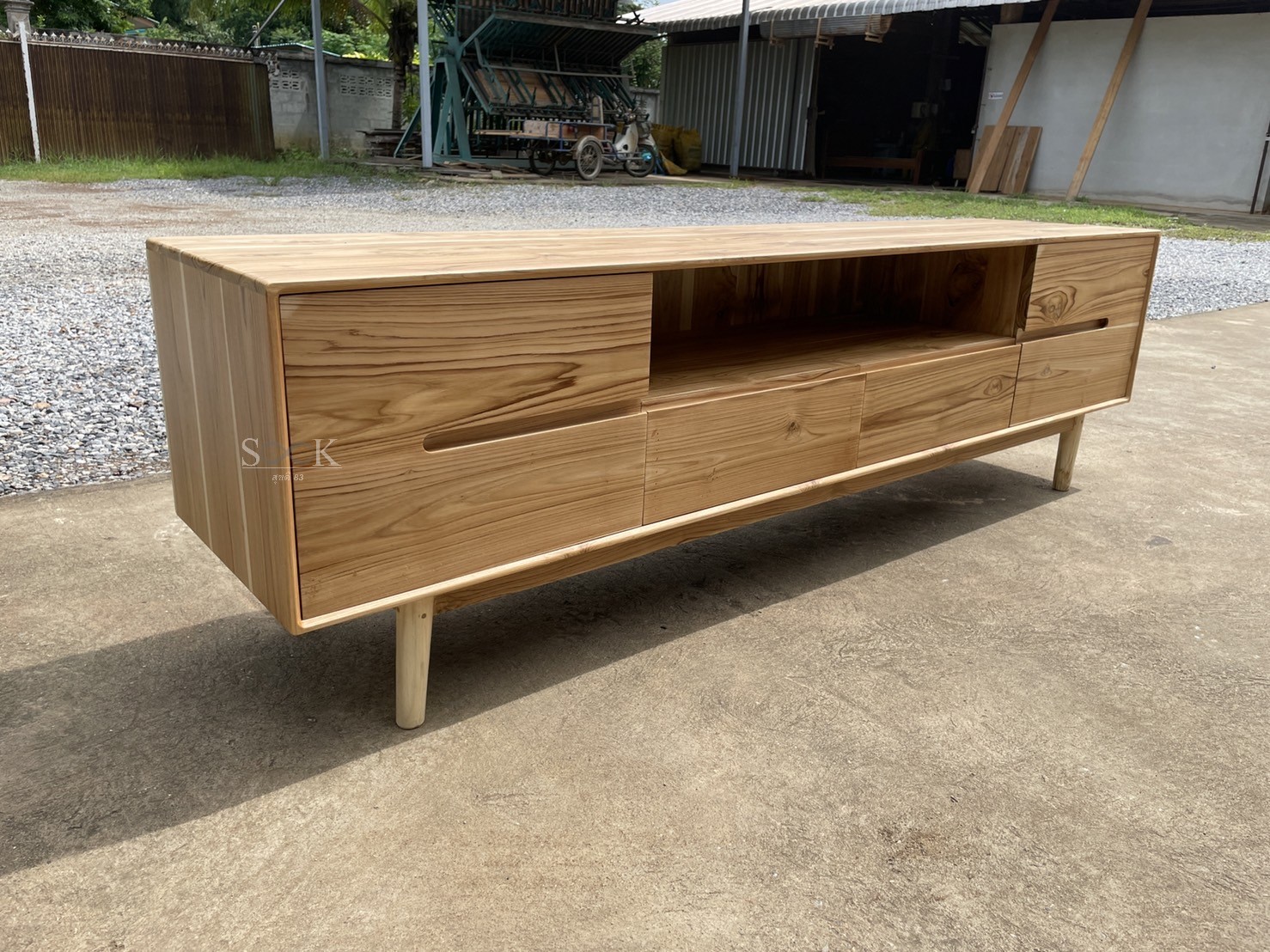 ไซด์บอร์ดบานเปิด 2 ลิ้นชัก ขากลม