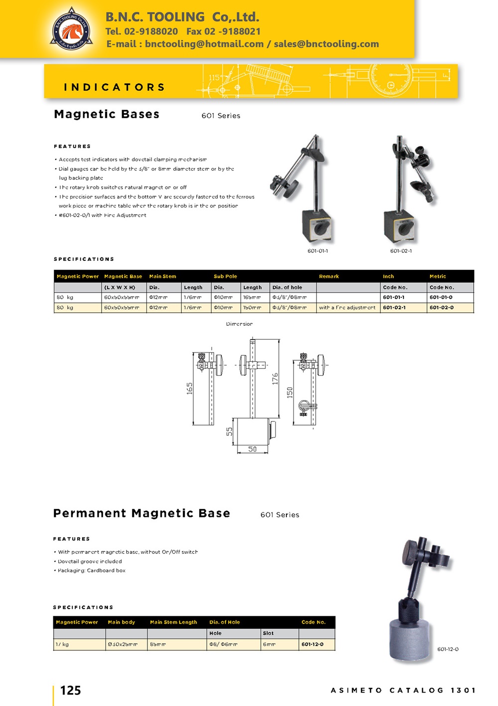 ASIMETO,P125,Permanent Magnetic Base,601-12-0