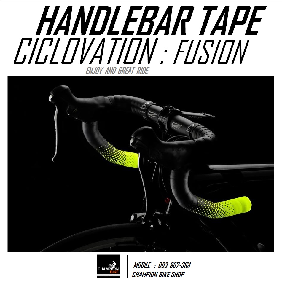 ผ้าพันแฮนด์เสือหมอบ CICLOVATION : FUSION SERIES HANDLEBAR TAPE สีดำด้าน-เหลืองนีออน