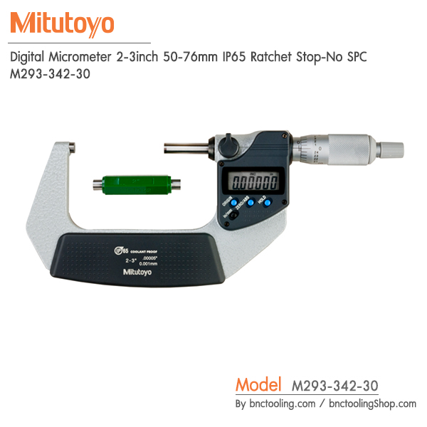 Digital Micrometer 2-3inch 50-76mm IP65 Ratchet Stop-No SPC,M293-342-30