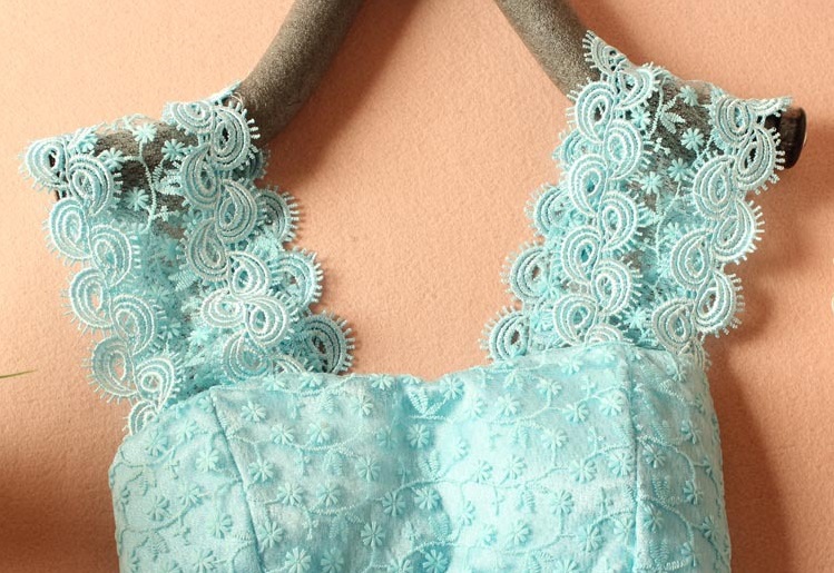 ชุดเดรสออกงานสีฟ้า ส่งฟรี ems