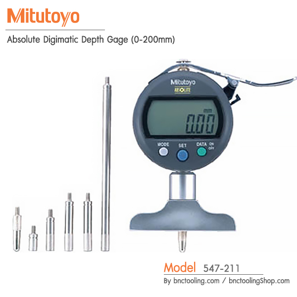 Mitutoyo,Absolute Digimatic Depth Gage (0-200mm),547-211