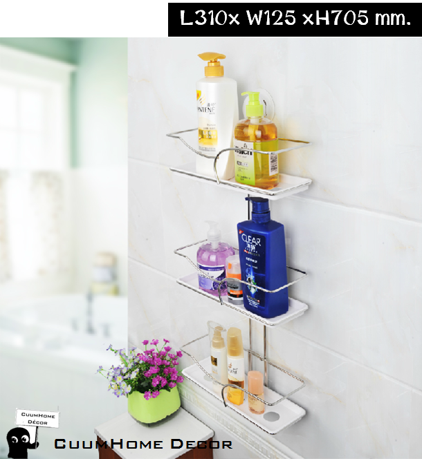 VR-17 ชั้นวางอุปกรณ์ 3 ชั้น สไตล์ธรรมชาติ ไม่ต้องเจาะผนัง