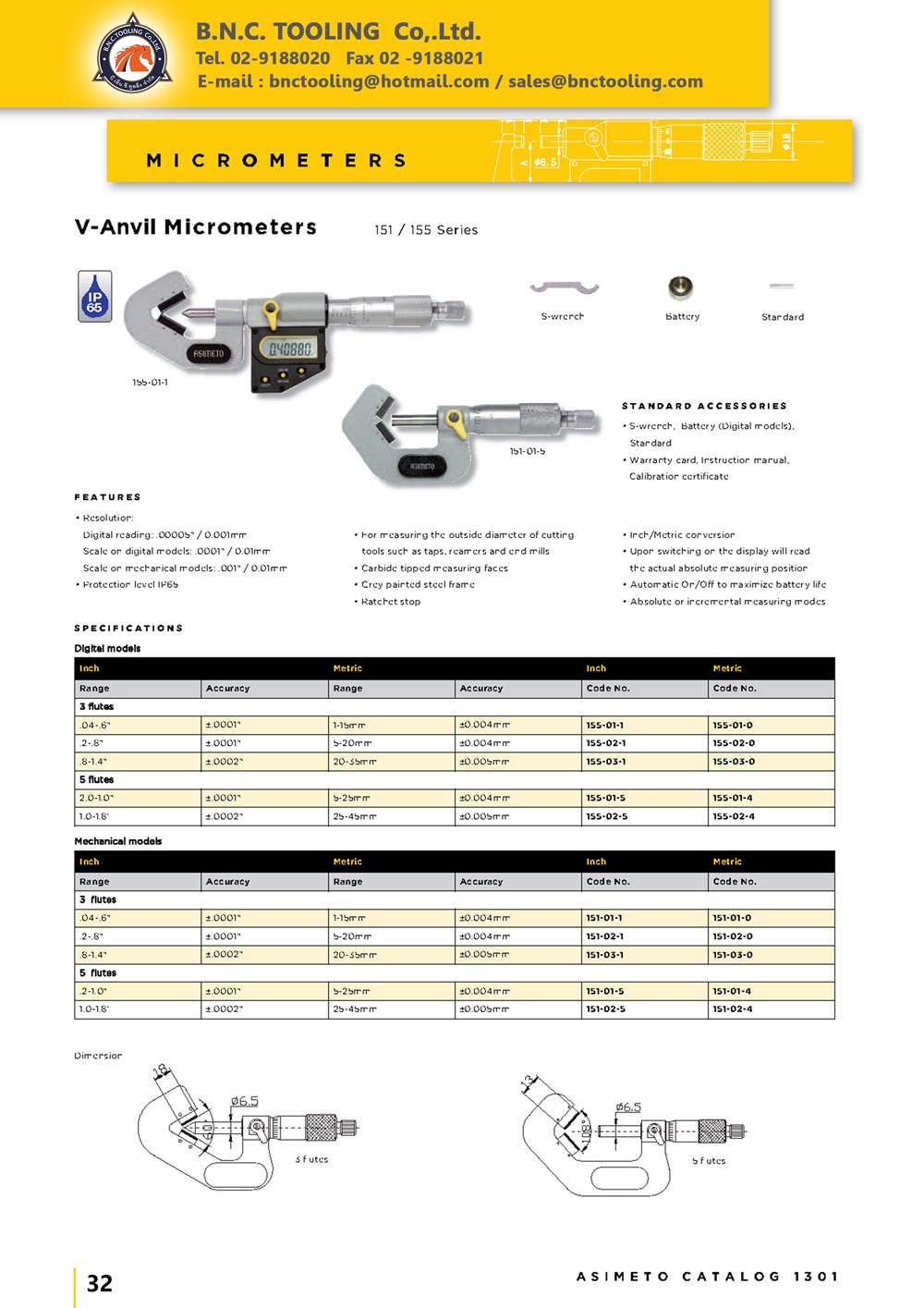 ASIMETO,P32,V-Anvil Micrometers,151-01-0