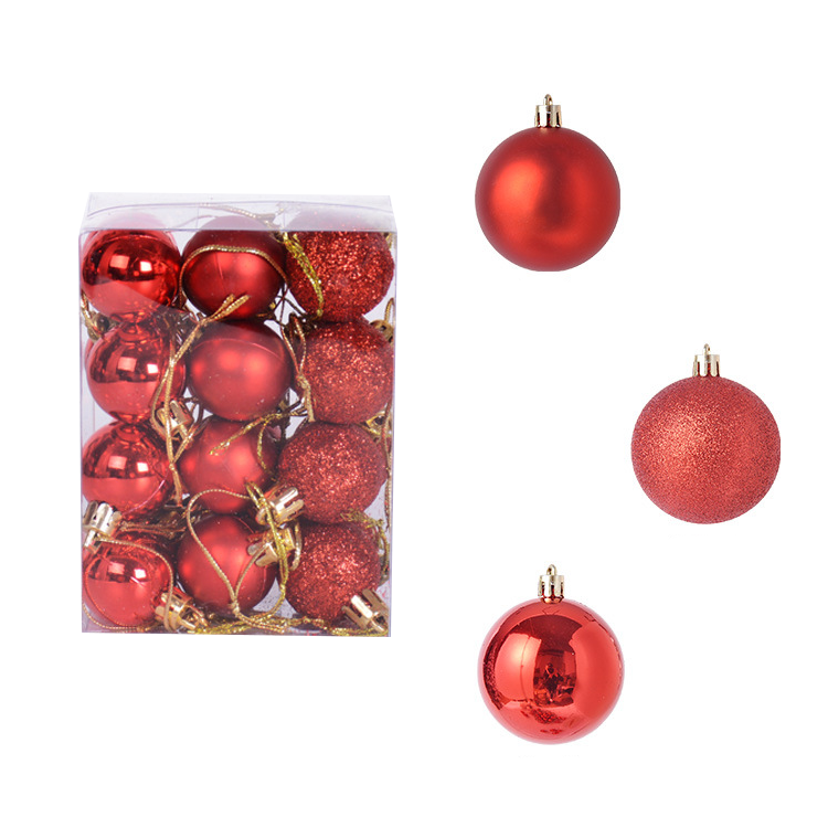 ลูกบอลสีแดง 3cm (24 ชิ้น) ลูกบอลตกแต่งต้นคริสต์มาส 24 ชิ้น เครื่องประดับต้นคริสมาสต์ลูกบอลตกแต่งแขวนบ้าน Xmas Partyornament