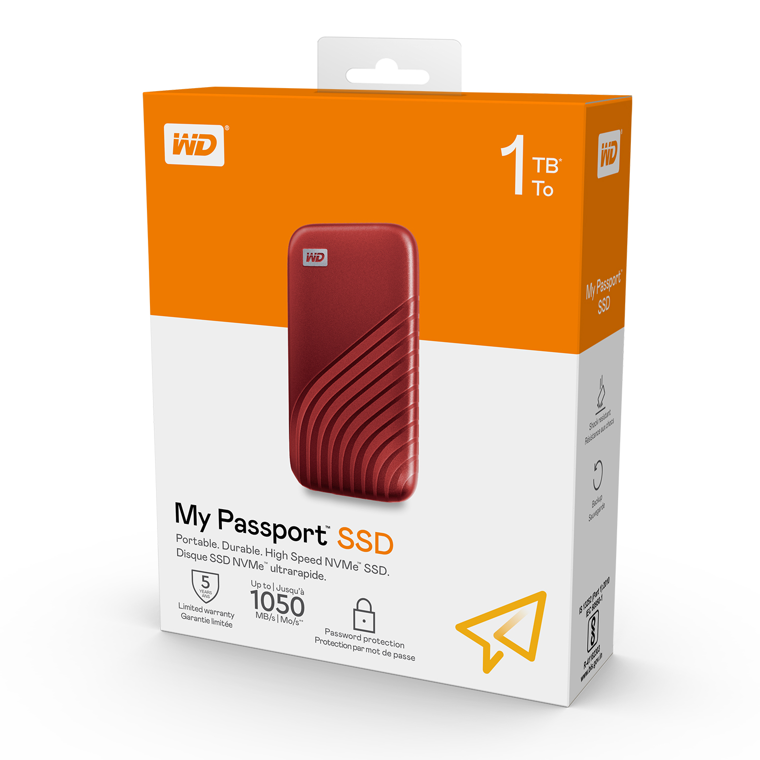 WD My Passport SSD Type-C 500GB 1TB 2TB (Red) External Harddisk ฮาร์ดดิสพกพา , USB 3.1 and USB Type C Western Digital