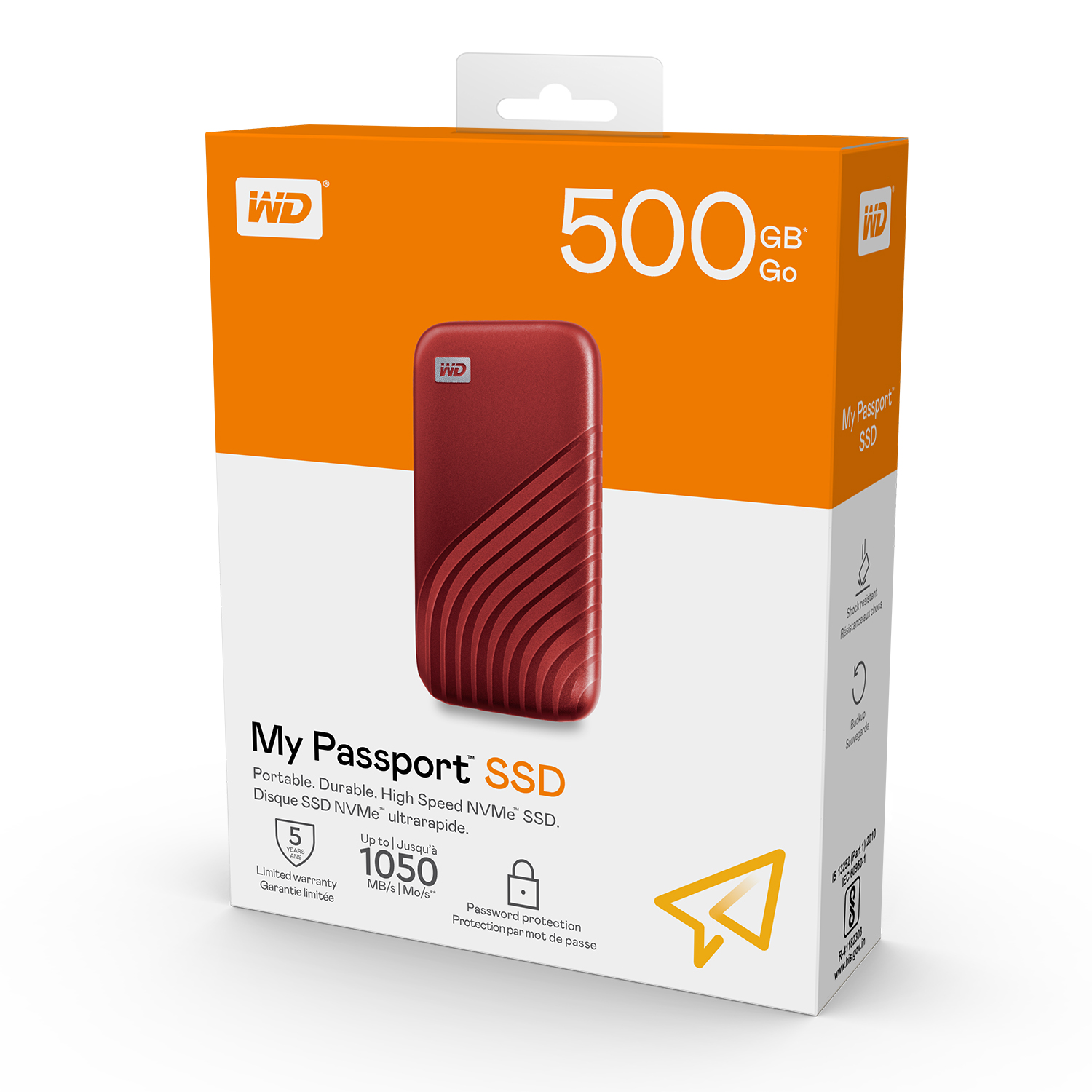 WD My Passport SSD Type-C 500GB 1TB 2TB (Red) External Harddisk ฮาร์ดดิสพกพา , USB 3.1 and USB Type C Western Digital