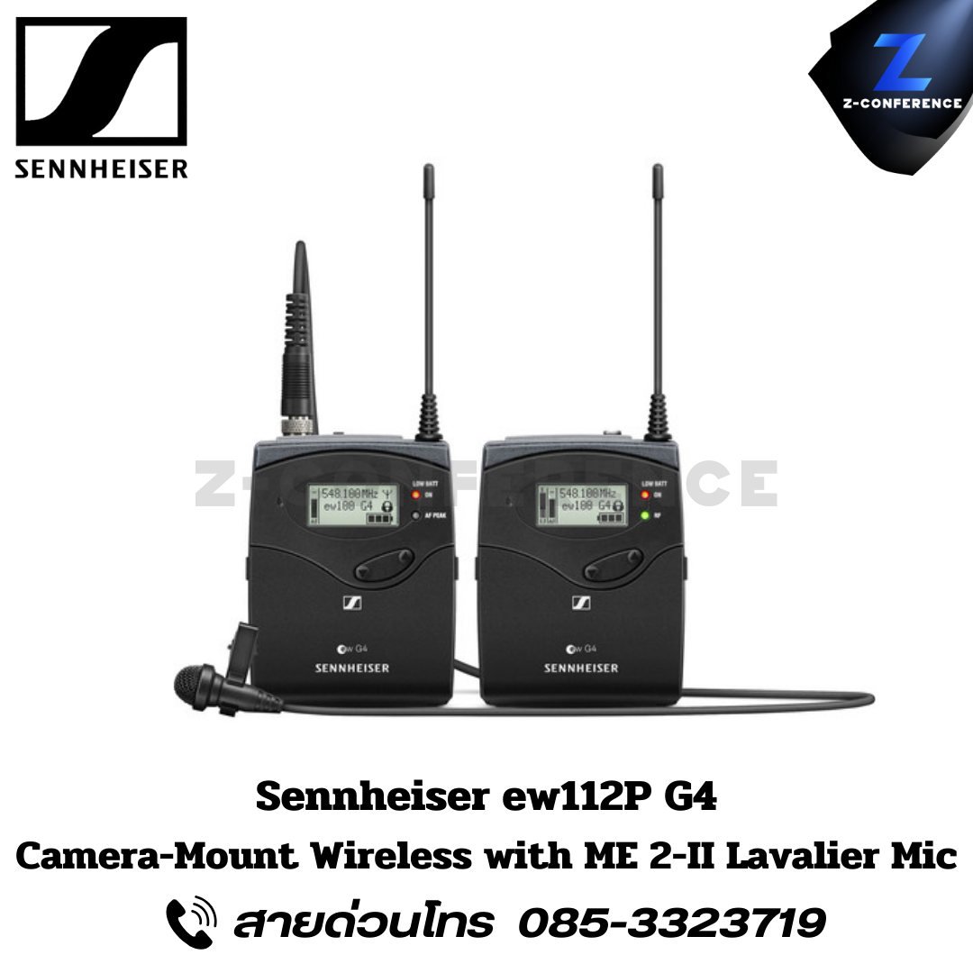 SENNHEISER ew112P G4, Camera-Mount Wireless with ME 2-II Lavalier Mic ( 794-806 MHz), senhierser microphone, microphone, mic, ไมค์, ไมค์โครโฟน, ไมค์ลอย, ไมค์ไร้สาย,