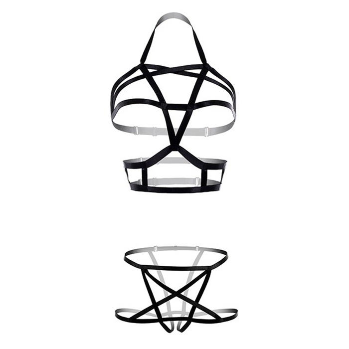 A099-04 ชุดอีโรติก ชุดชั้นในเซ็กซี่สไตล์ SM ตัวชุดใช้สายยางยืดชุดชั้นในเชื่อมต่อกันมาในแบบ 2 ชิ้นบนล่าง สวมใส่โดยใช้ตะขอเกี่ยวตามรูปถ่ายสินค้าจริงเลยค่ะ