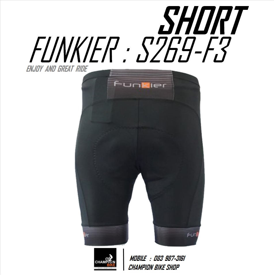 กางเกงปั่นจักรยาน ขาสั้น เป้าเจล FUNKIER : S269-F3 MATAVA ELITE GEL PAD F3 CYCLING SHORT เป้ากล้วยF3