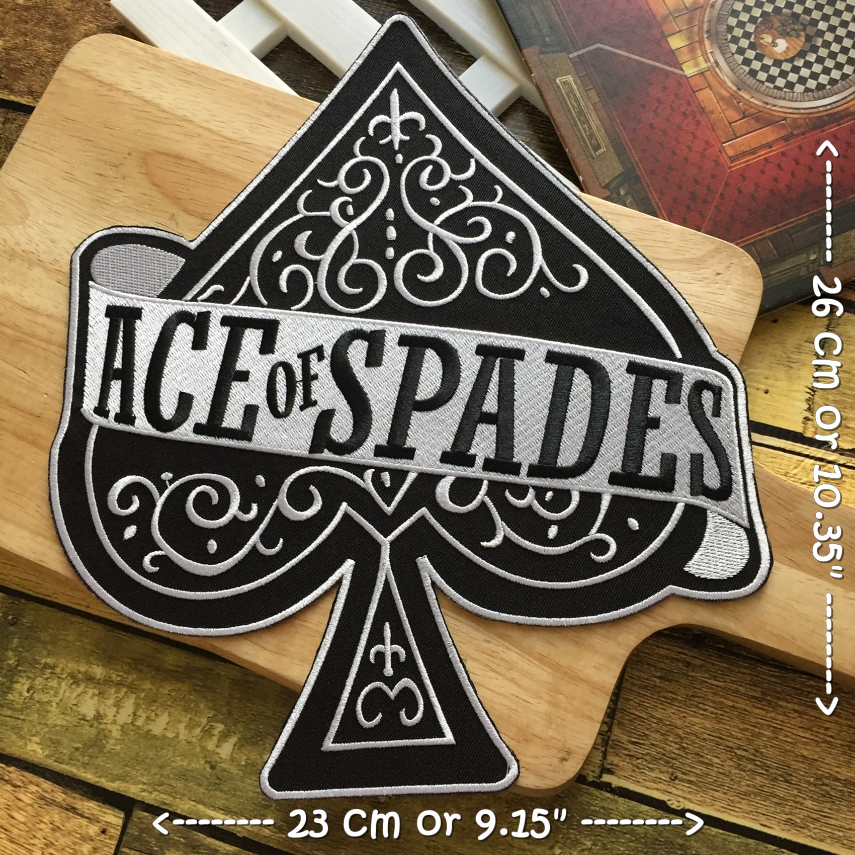Ace of Spade ไบค์เกอร์ ตัวรีดติดเสื้อ อาร์มรีด อาร์มปัก ตกแต่งเสื้อผ้า หมวก กระเป๋า แจ๊คเก็ตยีนส์ Embroidered Iron on Patch ขนาดใหญ่