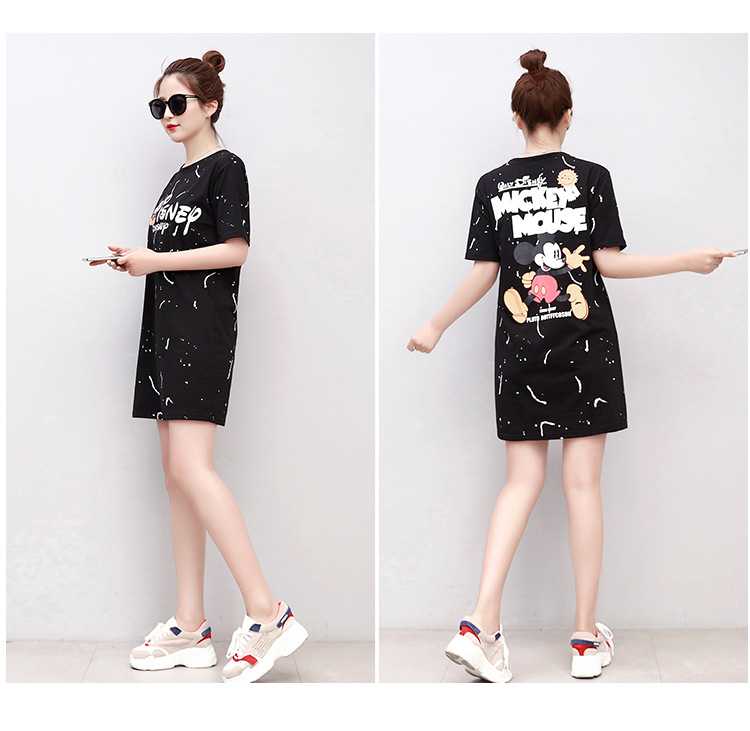 WD07/ชุดเดรสน่ารักสกรีนลาย Mickey.... สีดำ