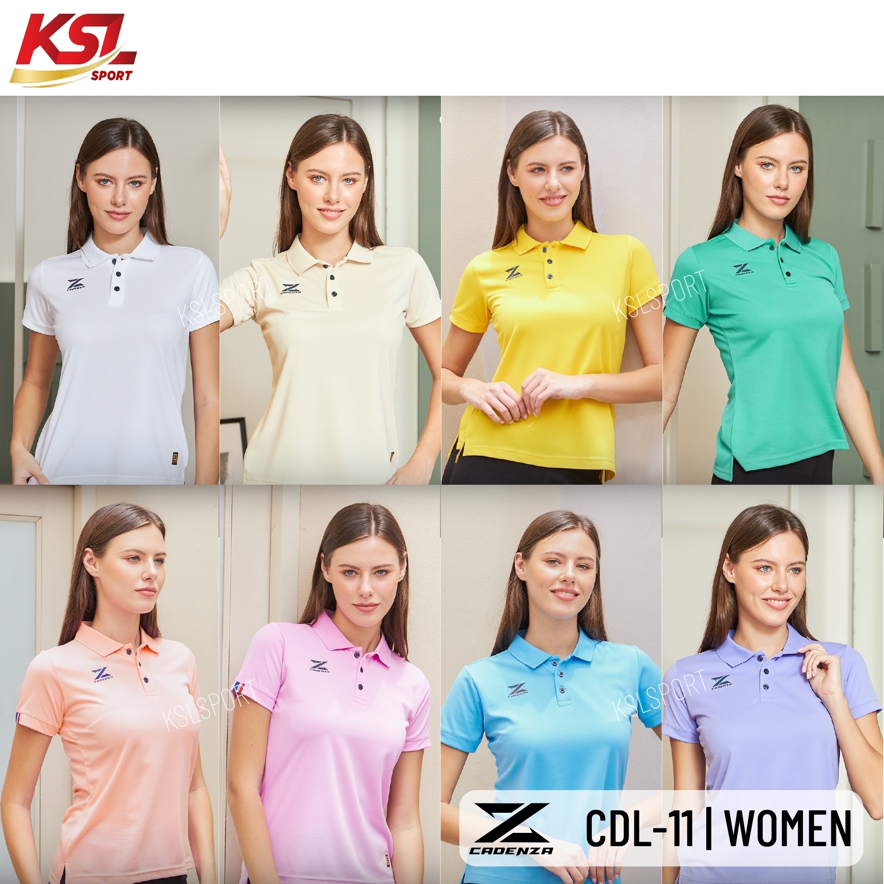 ใหม่ล่าสุด!! เสื้อโปโลผู้หญิงสีล้วน CADENZA (คาเดนซ่า) รุ่น CDL-11 WOMEN (CDL-11Y) สีชุดที่ 1