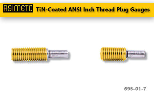 ASIMETO,P175,TiN-Coated ANSI Inch Thread Plug Gauges,695-01-7