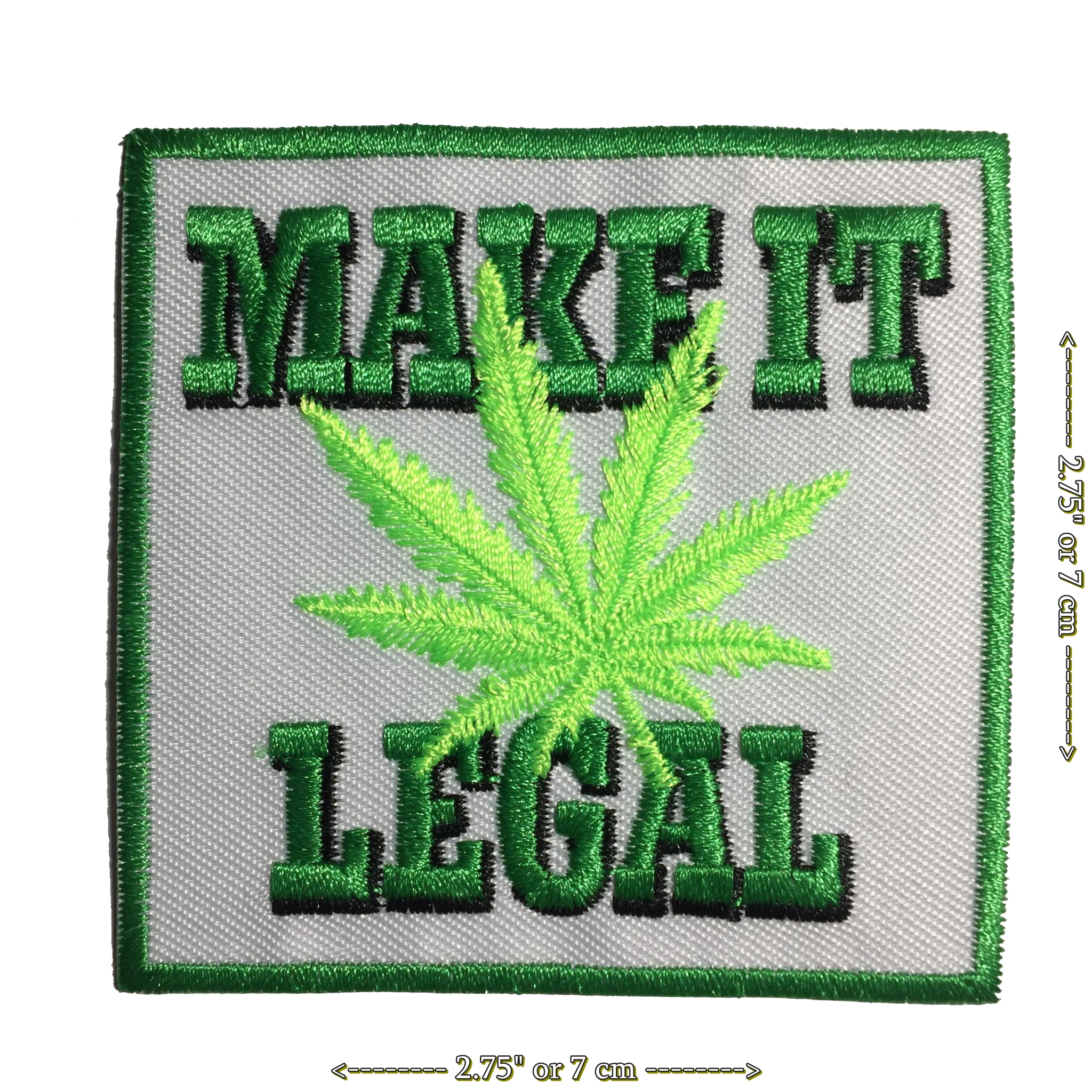 ใบกัญชา Make it Legal ตัวรีดติดเสื้อ อาร์มรีด อาร์มปัก ตกแต่งเสื้อผ้า หมวก กระเป๋า แจ๊คเก็ตยีนส์ Hipster Embroidered Iron on Patch