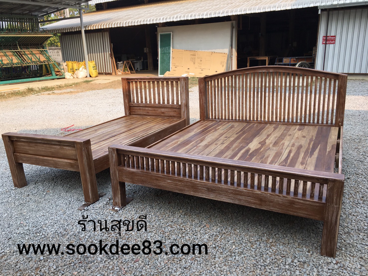 เตียงซี่หัวตัด 3.5 ฟุต (สีสัก)