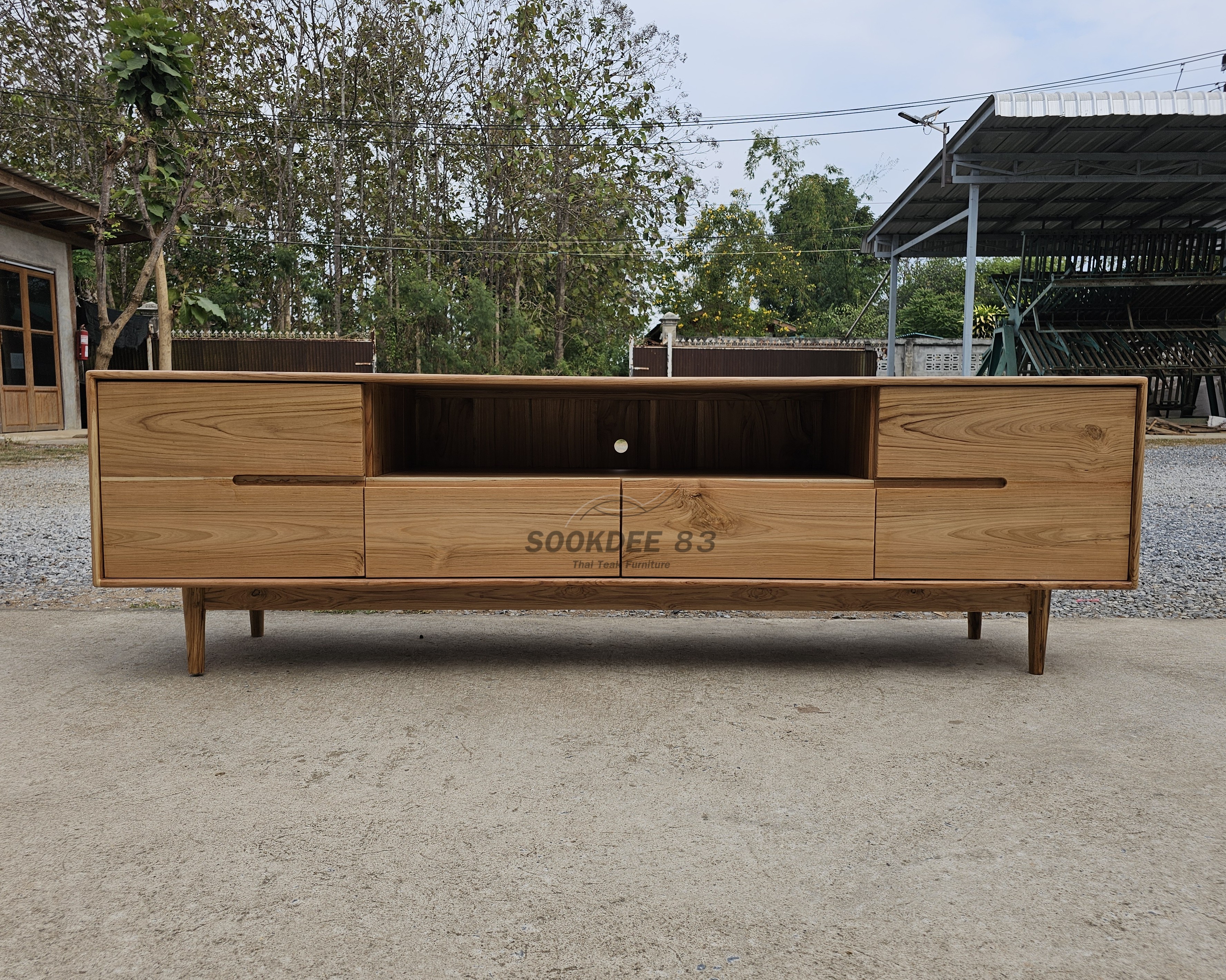 ไซด์บอร์ดบานเปิด 2 ลิ้นชัก ขากลม