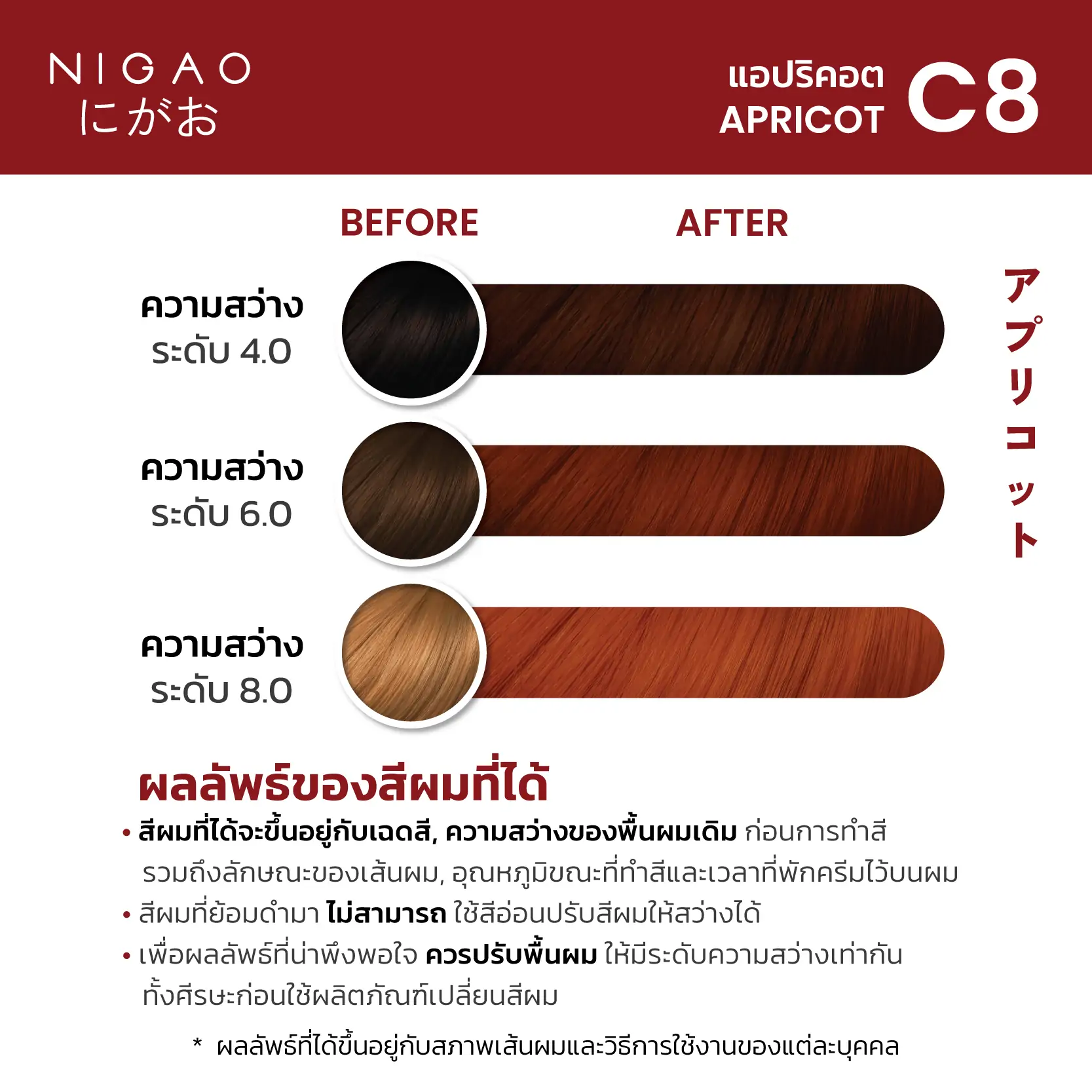 Nigao Hair Color Fashion 100 ml. #C8 Apicot นิกาโอะ ครีมย้อมผมปราศจากแอมโมเนีย C8-สีแอปริคอต 100 มล. (ไม่แถมไฮโดรเจน)