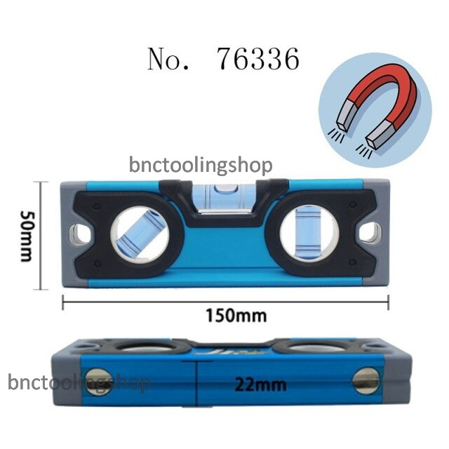 ระดับน้ำอลูมิเนียมขนาดเล็กความยาว150mm พร้อมแม่เหล็ก-Aluminum Blue Level Jr.150mm With Magnet,SHINWA,76336