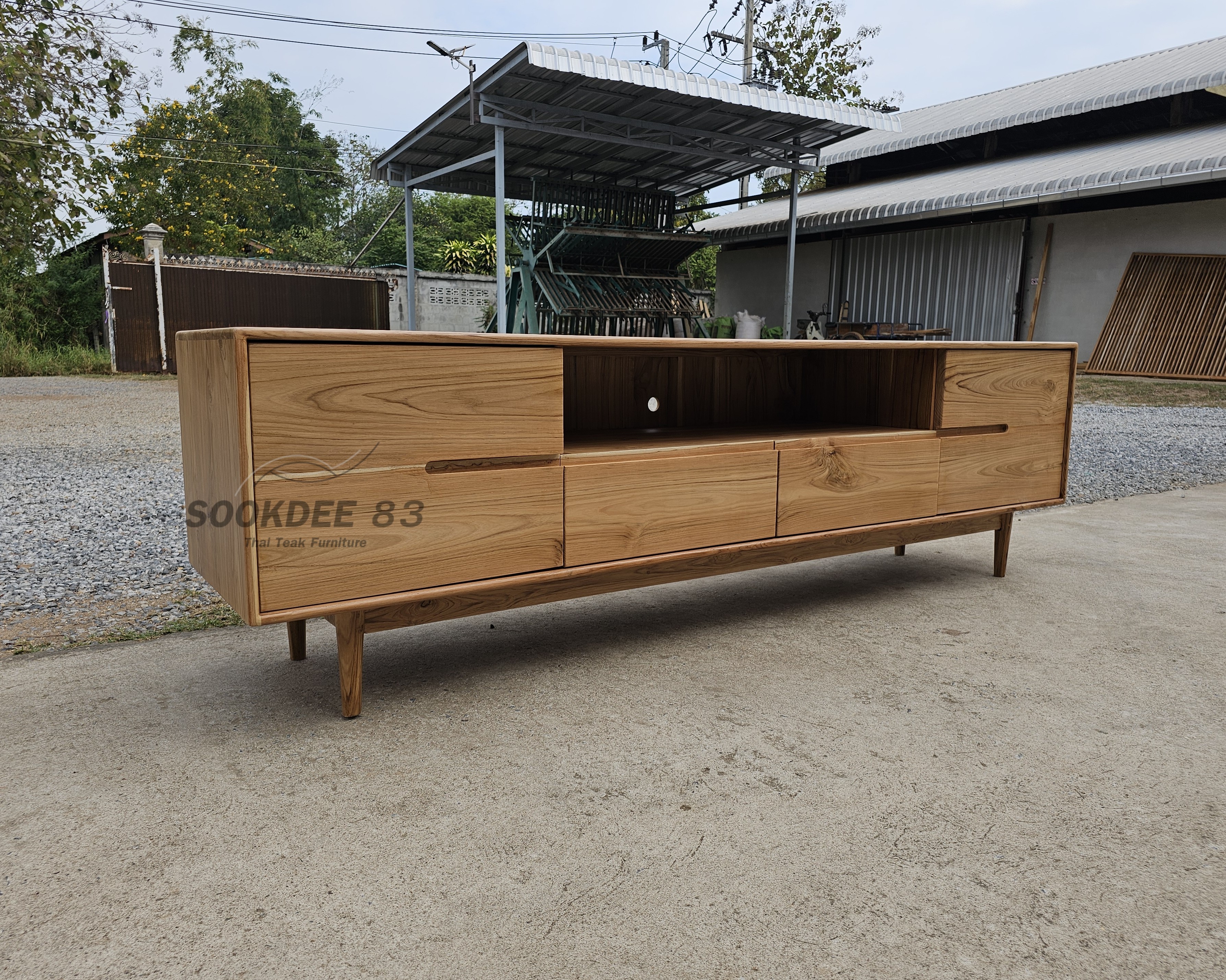 ไซด์บอร์ดบานเปิด 2 ลิ้นชัก ขากลม