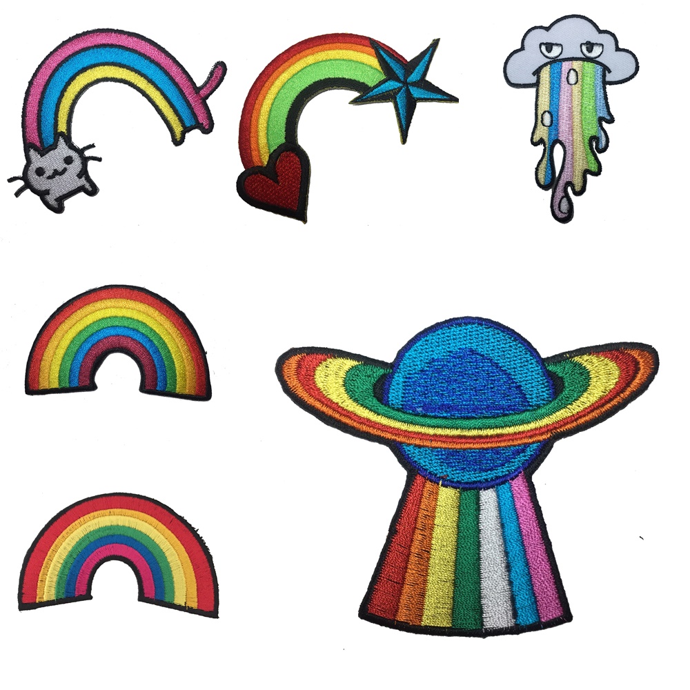 รุ้ง ตัวรีดติดเสื้อ อาร์มรีด อาร์มปัก ตกแต่งเสื้อผ้า หมวก กระเป๋า แจ๊คเก็ตยีนส์ Cute Embroidered Iron on Patch