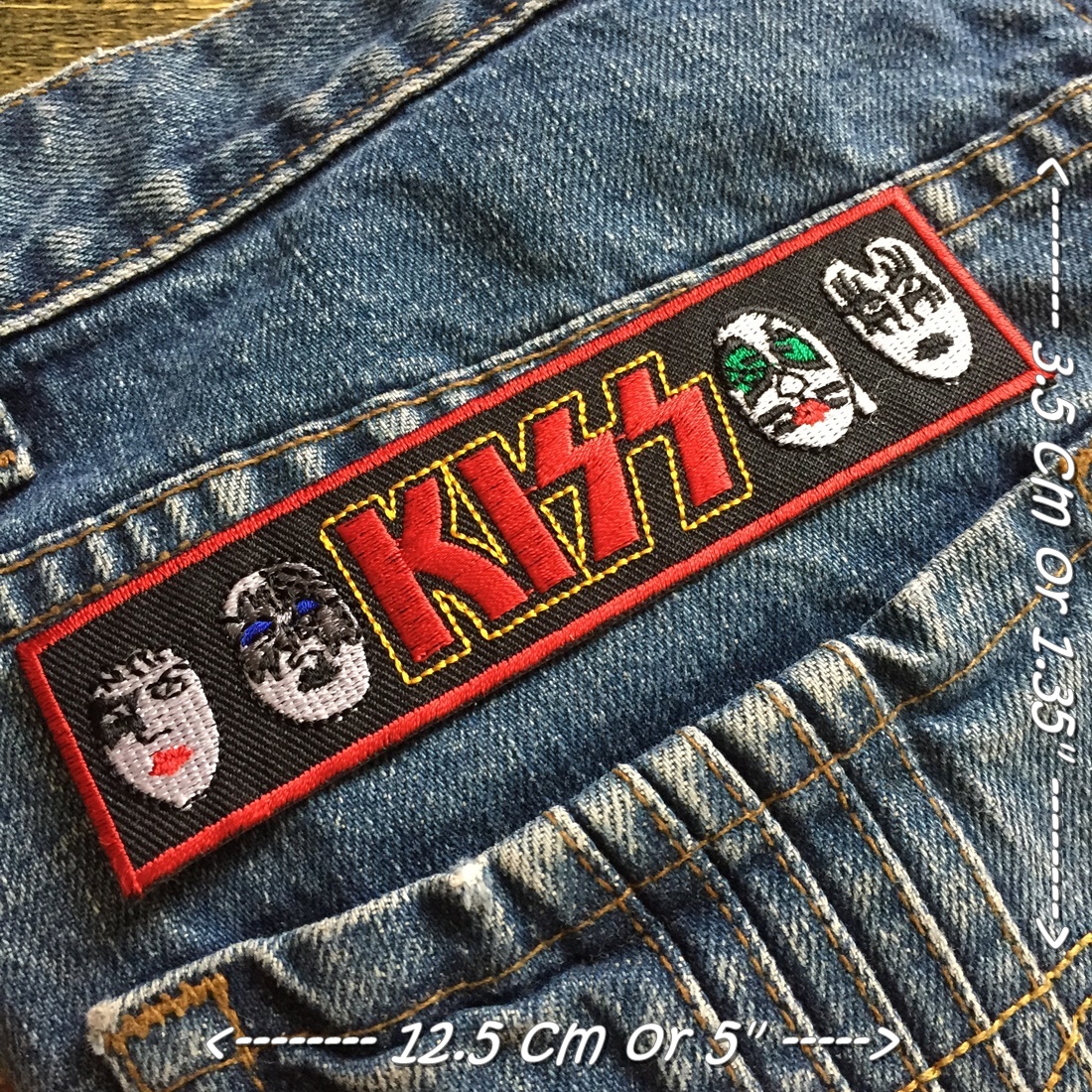 Kiss วงดนตรี ร็อค เฮฟวี่เมทัล พังค์ ตัวรีดแบบปัก อาร์มปัก ตัวรีดติดเสื้อ ตัวรีด ติดกระเป๋า ติดหมวก ติดแจ๊คเก็ต Rock Iron on Embroidered Patch