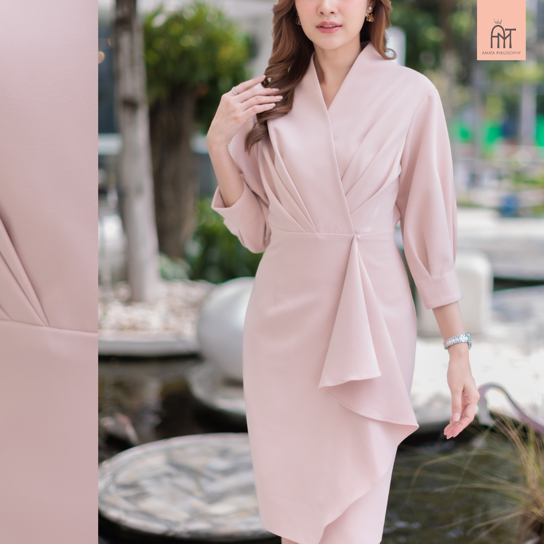 AMATA เดรส Ms. Holmes ชมพู