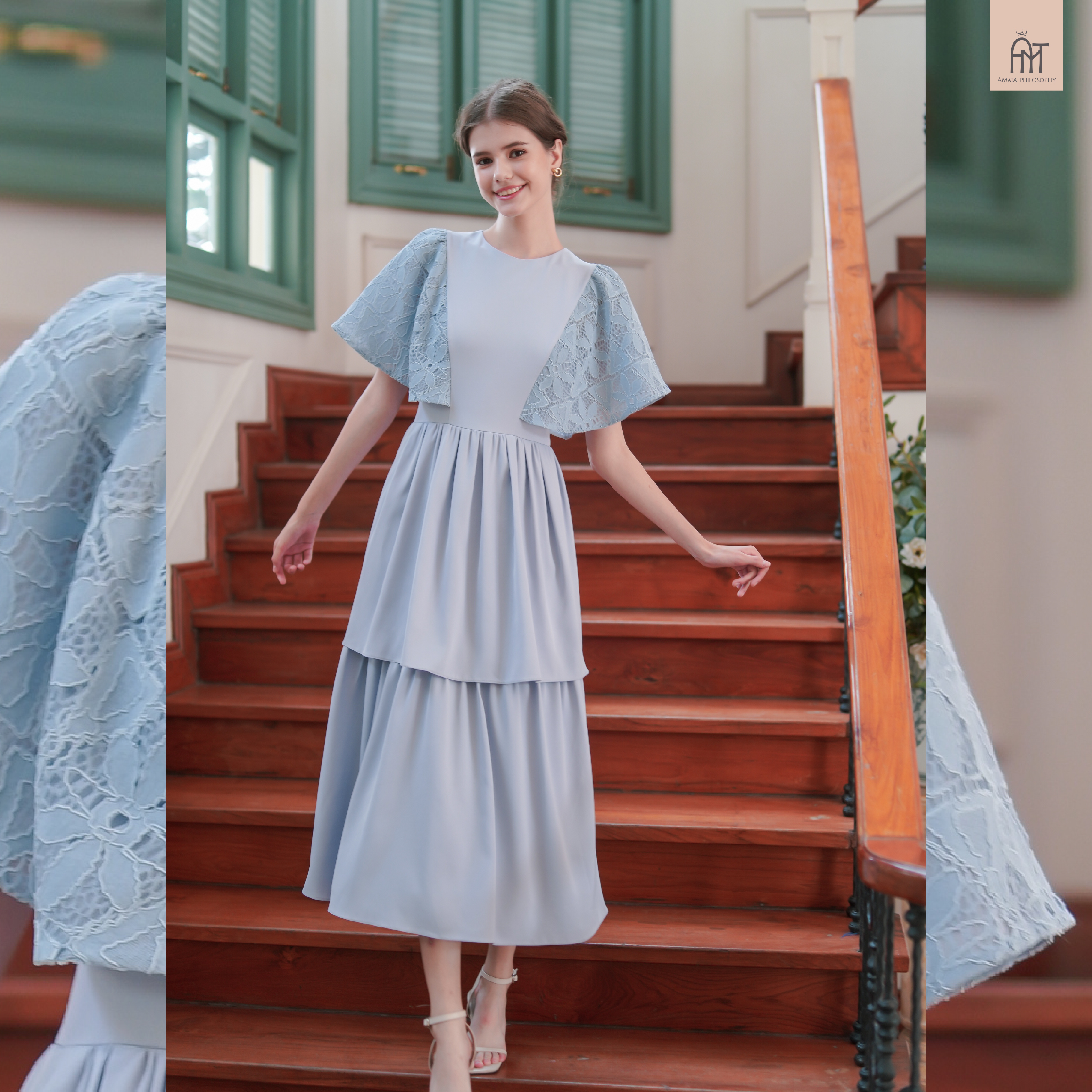 AMATA เดรส E'CLAIR สีฟ้า